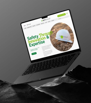 Client website showing safety and expertise messaging on a MacBook mockup